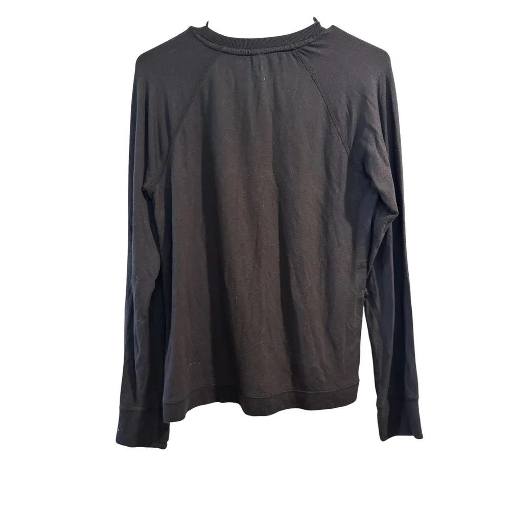 Athleta Girl Black Sweatshirt Gold Metallic‎ Side Stripe Crossover Hem XXL 16